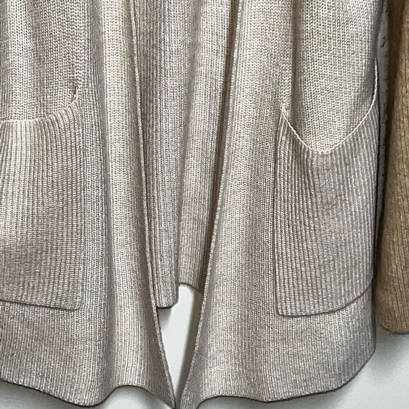 Something Navy Blocked Cardigan Beige Taupe Color Block Wool Blend Sz S - Picture 6 of 9